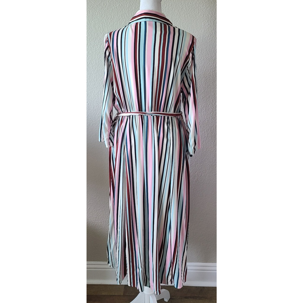 Torrid Midi Preppy Shirt Dress SZ US 10 M / L Resort Challis Button Front Stripe - Picture 7 of 14